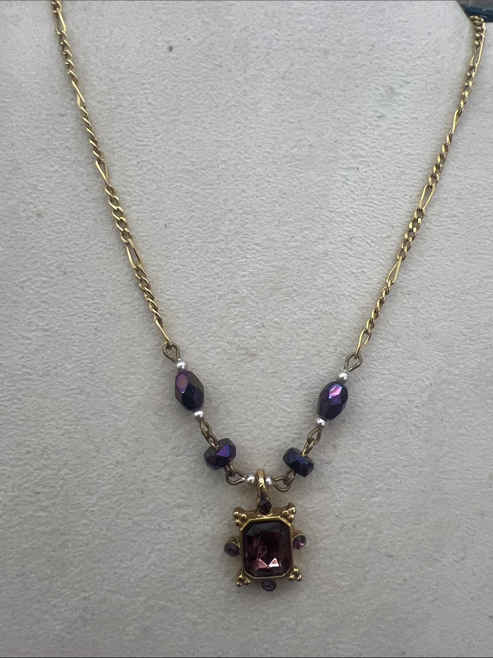 Gold-Tone Purple Pendant Necklace - Women Jewelry